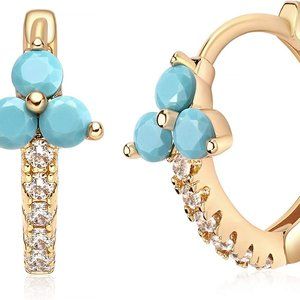 Gold Dainty Huggie Hoop Earring,18K Gold Plated Cute Tiny Drop Ball Hoop Earring